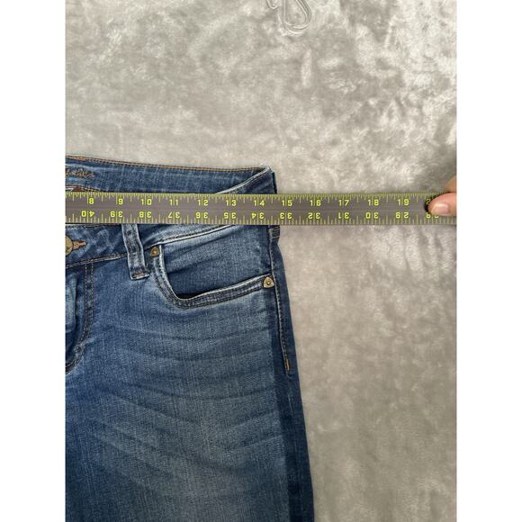 Kut From The Kloth Blue Jeans Womens 6 Ankle Skinny Dark Denim Stripe Frayed Hem - Picture 4 of 9